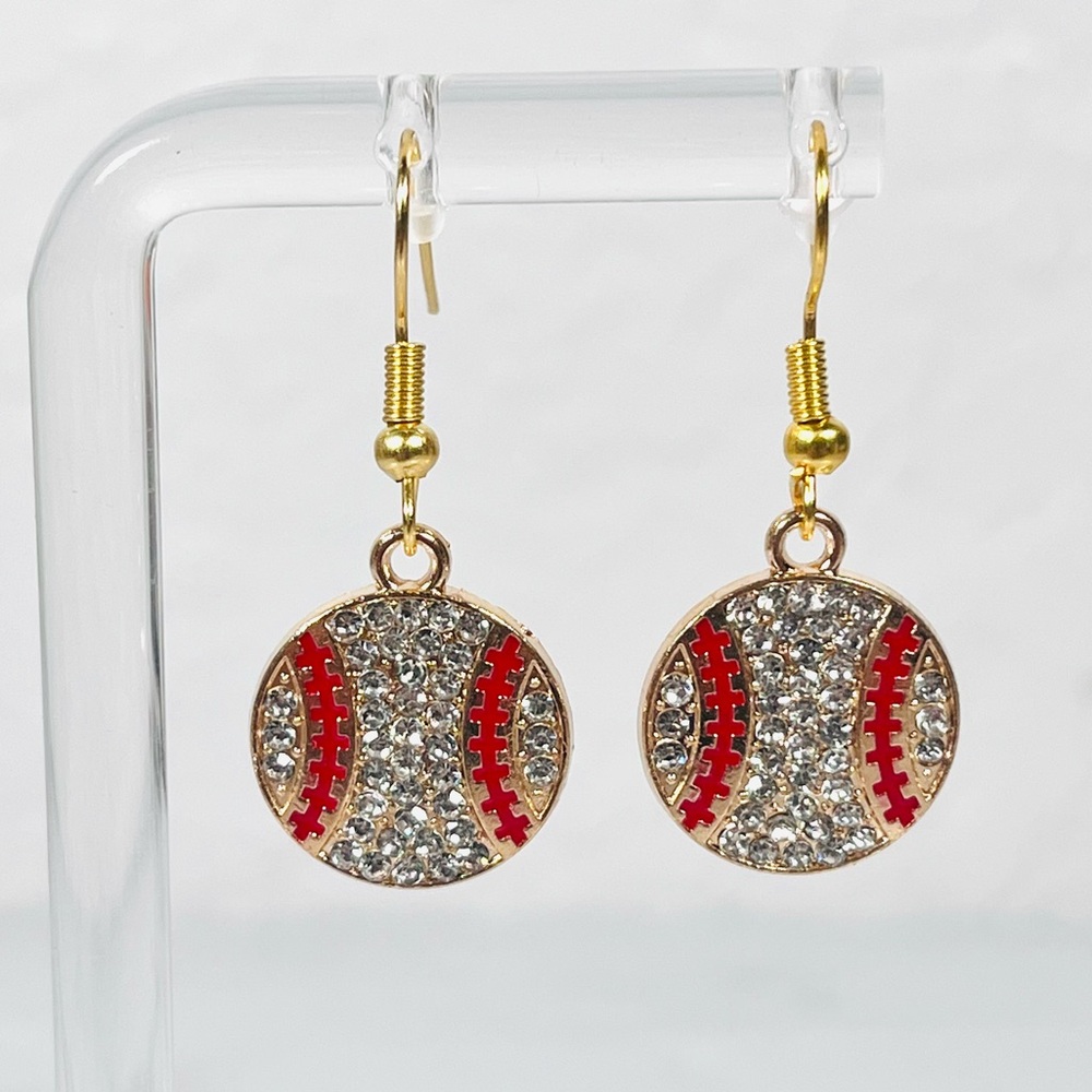 4/$20 Bling Baseball Earrings
